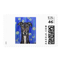 Adorable Greyhound portrait postage