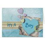 Adorable Hearts Boy Baby Shower Stationery Greeting Cards