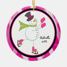 Adorable Iceskating Snowman Christmas Ornament