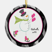 Adorable Iceskating Snowman Christmas Ornament