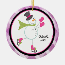 Adorable Iceskating Snowman Christmas Ornament