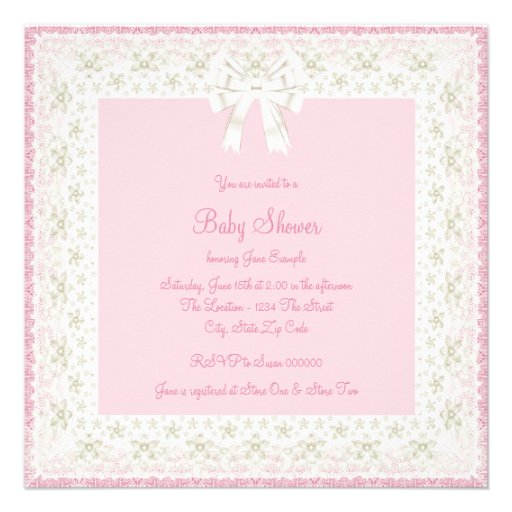 Adorable Ivory and Pink Baby Shower Personalized Invites