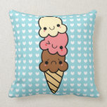 Adorable Kawaii Neapolitan Ice Cream Cone Pillow