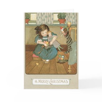 Adorable Kids Christmas Card Vintage Design