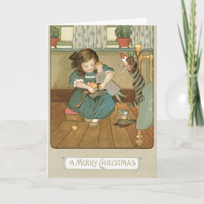 christmas cards designs for children. Adorable Kids Christmas Card Vintage Design by xmasstore