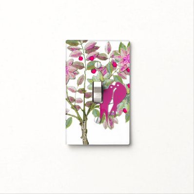 Adorable Kissing Birds with Romantic Initials Light Switch Plate