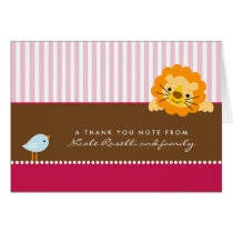 Adorable Lion Photo (inside) Thank You Card: pink