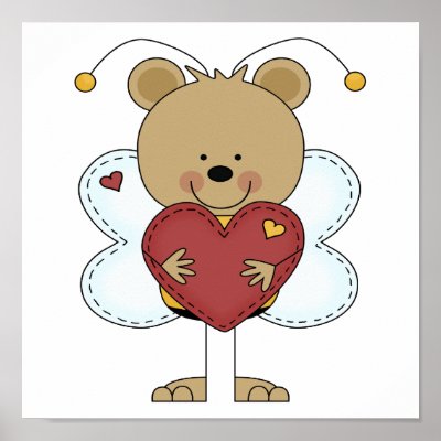 adorable little bumble bear holding a love heart print by super_shop