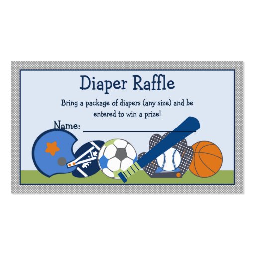 Adorable Little Sport Player Diaper Raffle Tickets Business Card (front side)