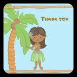 Adorable Luau Girl Thank You Sticker stickers