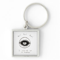 Adorable monster face original line art drawing key chain