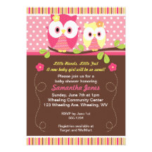 Adorable Owls Baby Shower Birthday Invitation