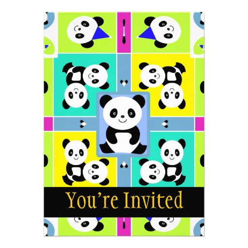 Adorable Panda Bears Bright Colors Card