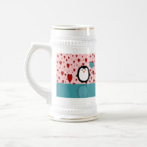 Adorable Penguin with Heart Balloon Mug