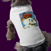 Adorable pet tee with white poodle and crown pet clothing