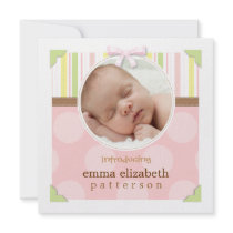 Adorable Photo Frame Baby Girl Birth Announcement