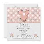 Adorable Pink Baby Bodysuit Baby Shower Invitation