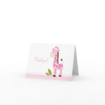Adorable Pink Giraffe Folded Thank you notes Greeting Cards