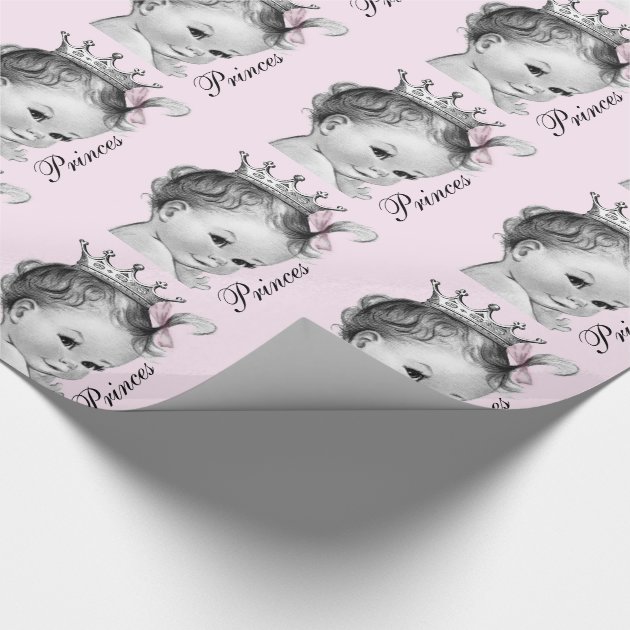 Adorable Pink Princess Baby Shower Wrapping Paper-3