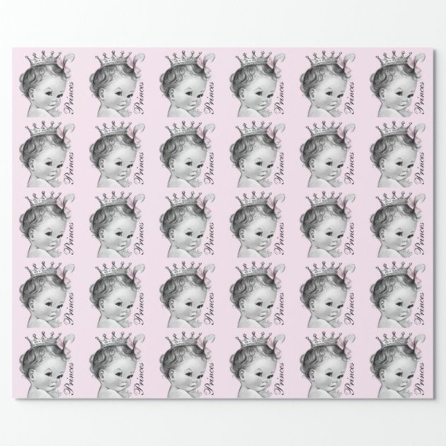 Adorable Pink Princess Baby Shower Wrapping Paper-1