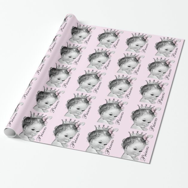 Adorable Pink Princess Baby Shower Wrapping Paper