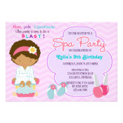 Adorable Pink Purple Spa Pampering Birthday Party Custom Invites