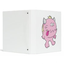 adorable pink tongue chomper monster vinyl binders