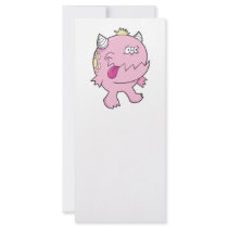 adorable pink tongue chomper monster custom rack cards