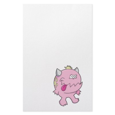adorable pink tongue chomper monster stationery paper by monster_madhouse