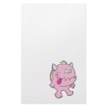 adorable pink tongue chomper monster stationery paper