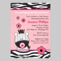 Adorable Pink Zebra Baby Shower Invitations invitations