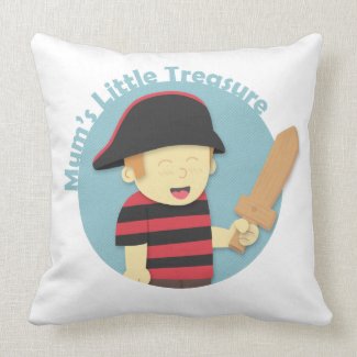 Adorable Pirate Boy in Red & Black Stripes Top Pillows