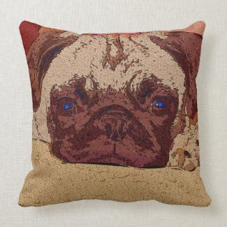 Adorable Pug Puppy Resting Big Square Pillows
