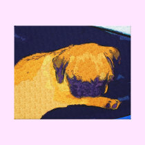 Adorable Pug Puppy Sleeping Stretched Canvas Print canvas prints