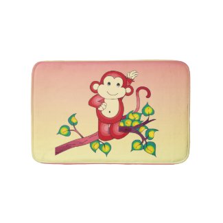 Adorable Red Monkey Animal Bath Mats