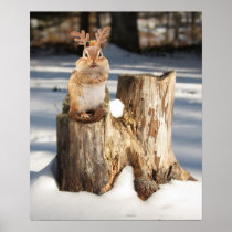 Adorable "Reindeer" Chipmunk Poster