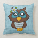 Adorable Retro Blue Owl Gifts and Tees pillows