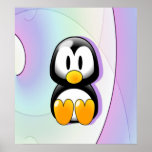 Adorable Sitting Cartoon Penguin Print