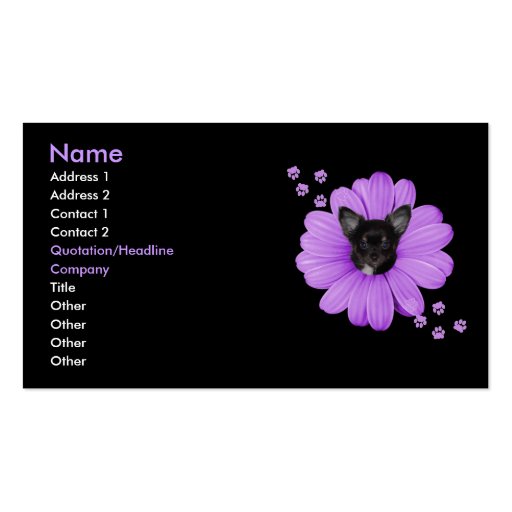 Adorable Sly Heaven Chihuahua 4 Business Card Template (front side)
