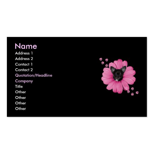 Adorable Sly Heaven Chihuahua Pink Flower Business Card Templates