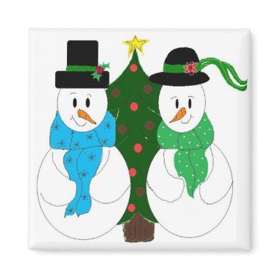 Adorable Snow Couple Fridge Magnets by seashell2