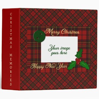 Adorable tartan with Your photo Christmas Album Binders