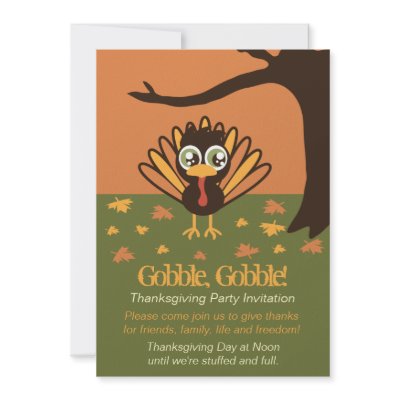 Adorable Turkey Thanksgiving Invitation by youreinvited