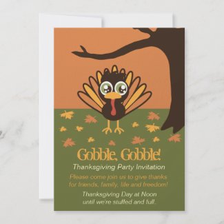 Adorable Turkey Thanksgiving Invitation invitation