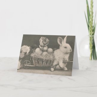 Adorable Vintage Easter Rabbit Greeting Card