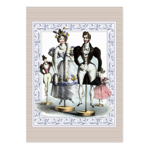 Adorable Vintage French Fashion Family of Dolls Business Card Template