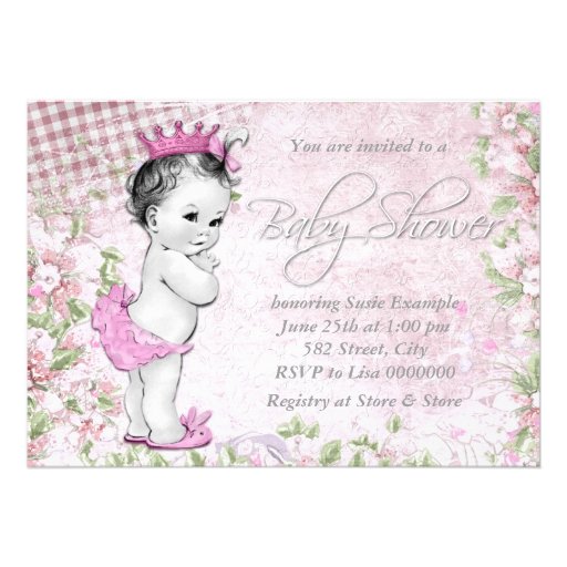 Adorable Vintage Pink Baby Shower Personalized Invitation