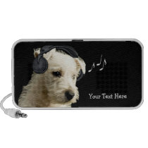 Adorable Westie Wearing Headphones Speaker