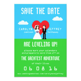 Adorably Nerdy 8-Bit Save the Date 5x7 Paper Invitation Card