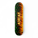 Adrian skateboard fire and flames design.